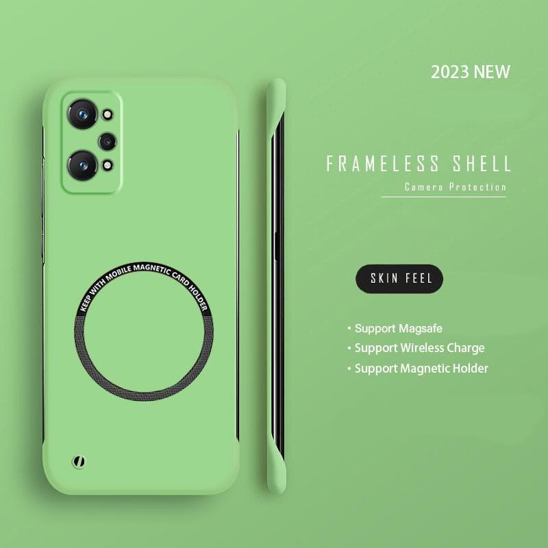 Ultra Thin Magsafe Frameless Magnetic Phone Case For Oppo Find X6 X5 X3 Lite Neo Reno 5 6 8 9 Realme GT Master Neo 2 3 3T 10 11 Pro Plus Cover Realme GT Neo 3T light green