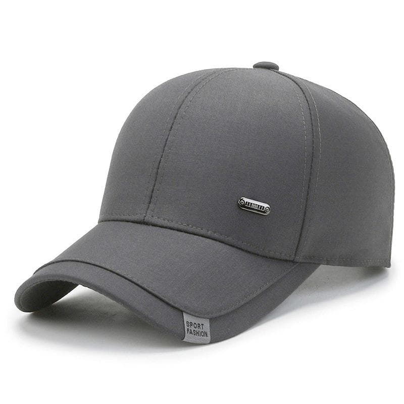 Hot Sale Men's High Quality Cap Solid Color Outdoor Sports Fishing Baseball Cap Leisure Metal Label Baseball Hat For Casual Wear 56cm-60cm grey