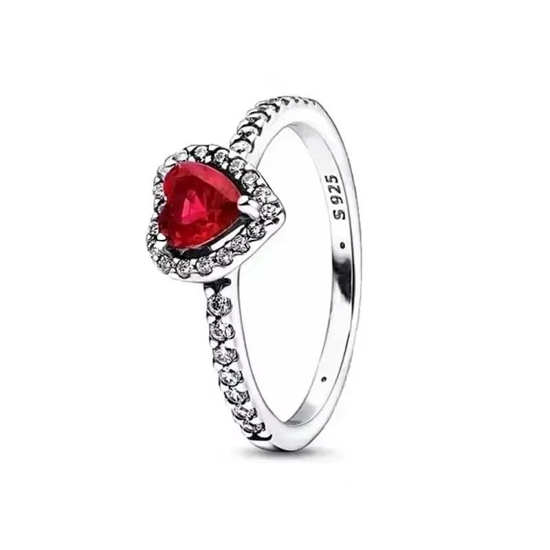 925 Sterling Silver Classic Dazzling Crown Round Hearts Ring Exquisite Women's Light Luxury Charm Ring Jewelry Gift 9&cubic zirconia fluorescent yellow