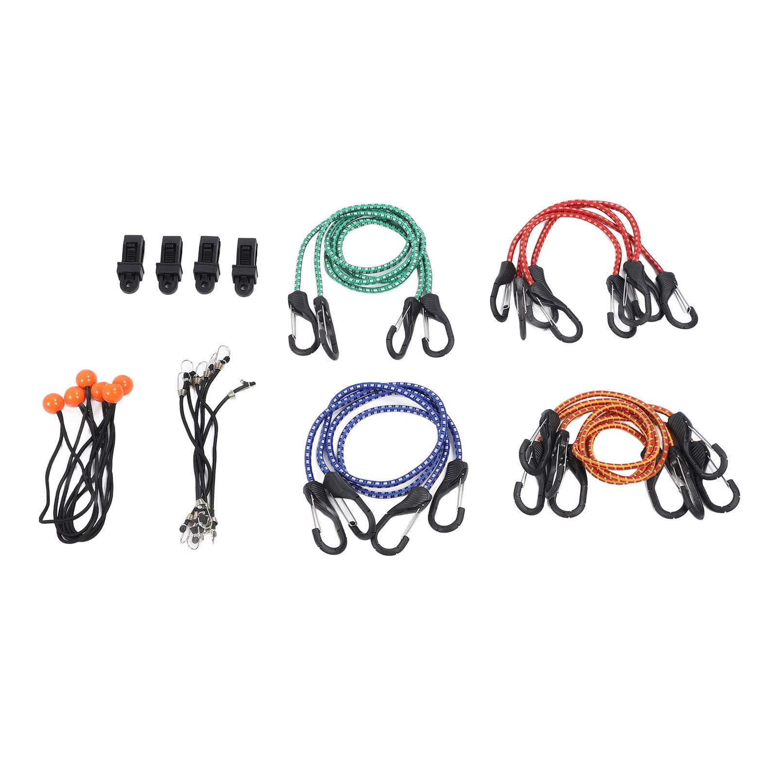 28 Pcs Set Bungee Cord High Elasticity Rubber Tie Down Strap with Hook for Luggage Camping Tent