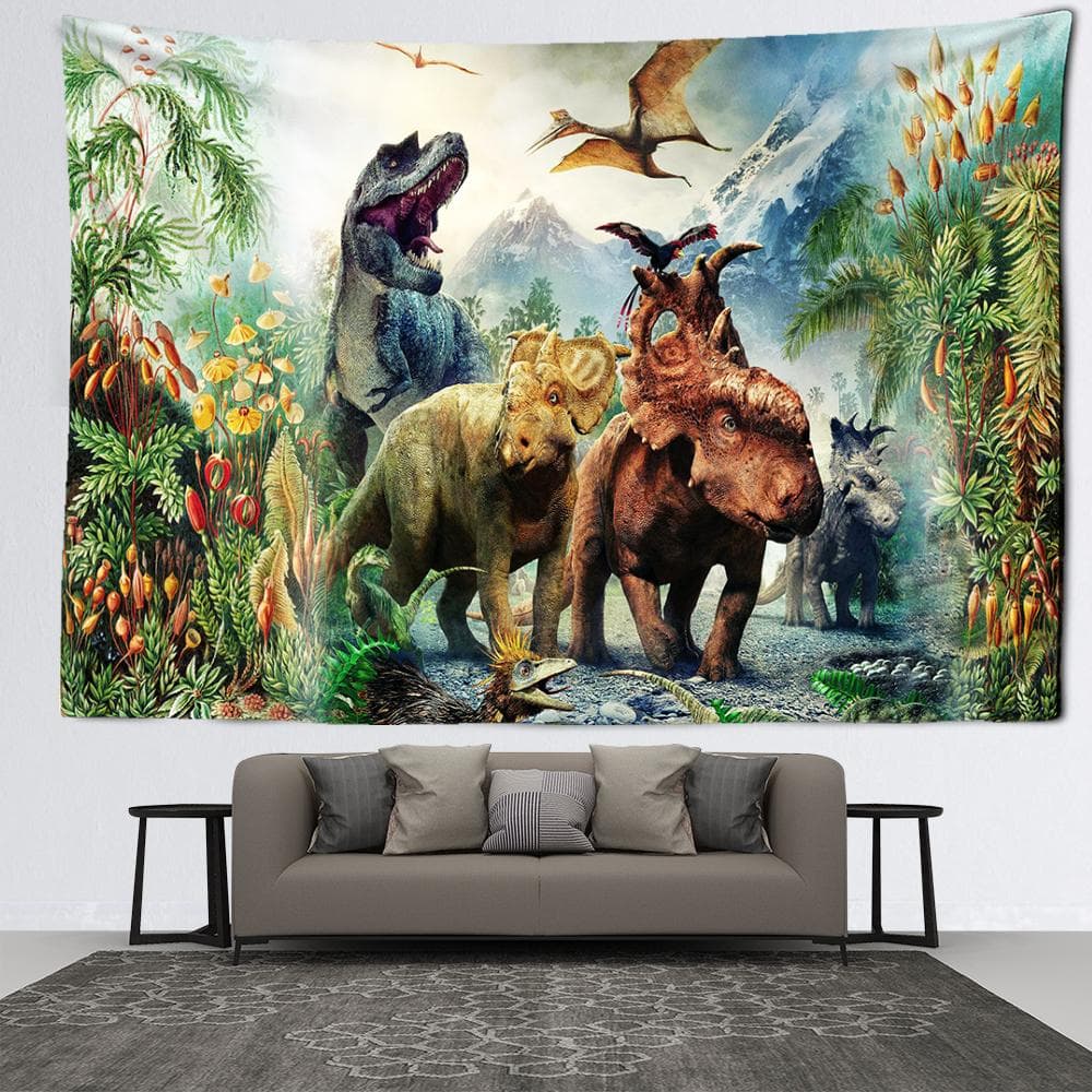 Ancient Forest Dinosaur Tapestry Wall Hanging Abstract Mysterious Art Witchcraft Hippie Tapitz Living Room Bedroom Home Decor 95x73CM