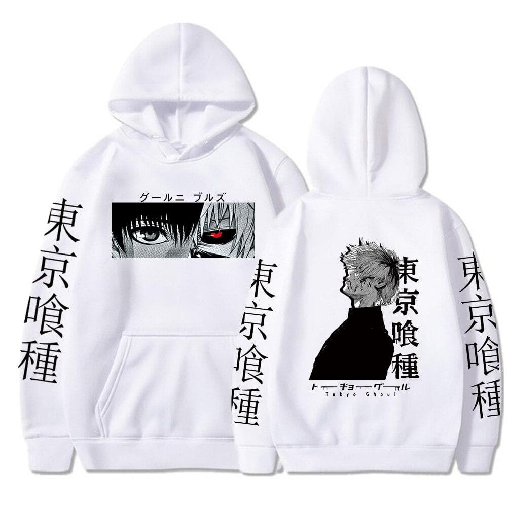 Anime Tokyo Ghoul Ken Kaneki Manga Hoodie Pullovers Tops Long Sleeve Ken Kaneki Cartoon Casual Fashion Cloth Pullover sweatshirt S white