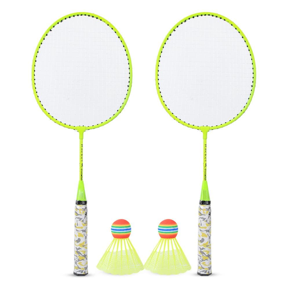 Children Badminton Racket with 2 Balls Set Outdoor Sports Game Kids Boys Girls ToyFluorescent Green fluorescent yellow