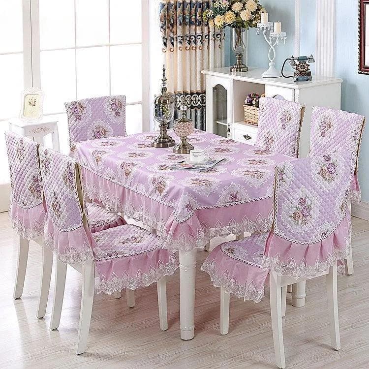 Lace Skirt Hem Chair Cover European Style Dining Table Cloth Cushion Flat Printed Tablecloth Fabric Art Stool Cover Cloth 130x180cm