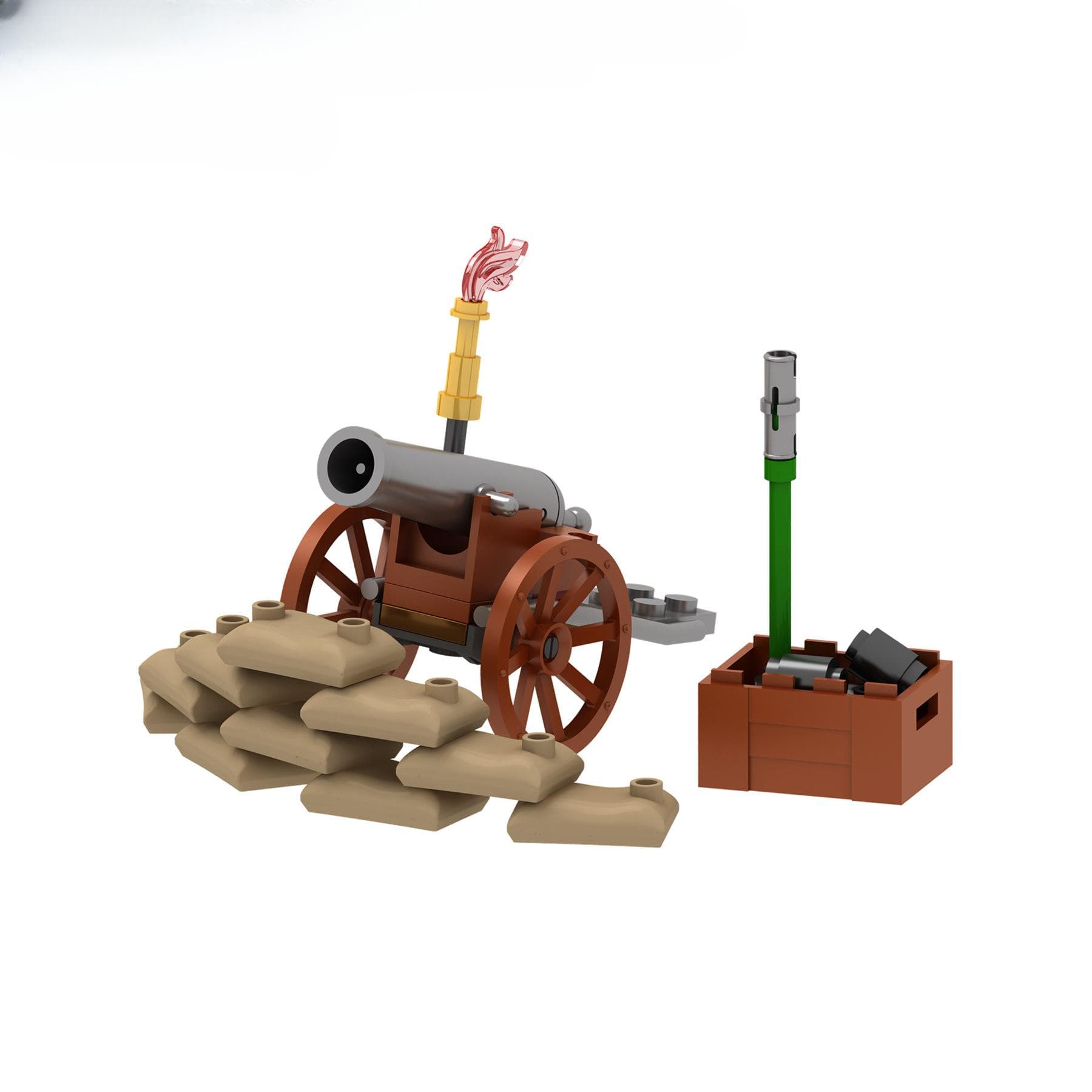 Medieval Cannon Two-wheeled Gun Car Building Block Toy