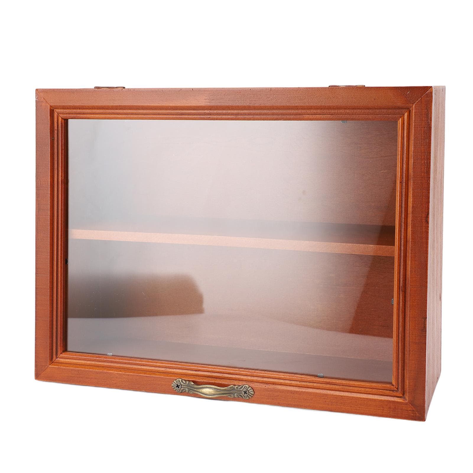 Wood Desktop Organizer Freestanding Wooden Display Shelves Desktop Display Cabinet for Mini Figures