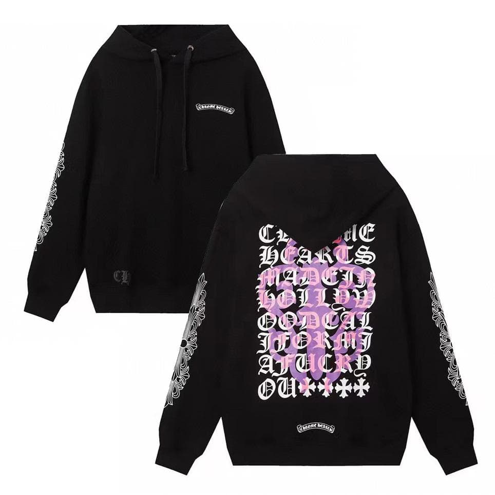 839 CHROME HEARTS 2026 Autumn and Winter New Plus Size Classic Style Logo Hooded Sweatshirt, Suitable for Couples to Wear L black