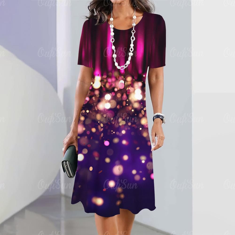 New Women's Dresses Sequin Print Elegant & Beautiful Midi Dresses Plus Size Female Summer One-piece Dress 8XL