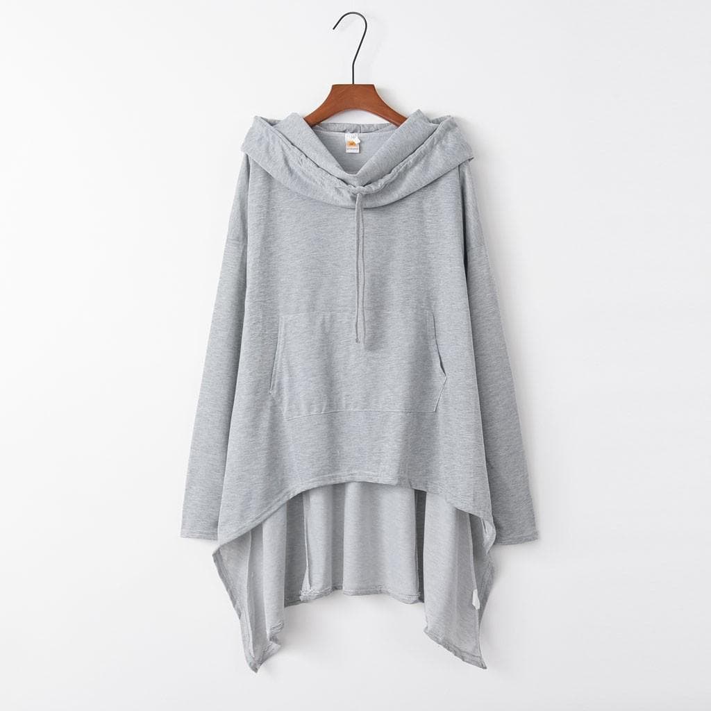 Women's Spring and Autumn Hoodie Long Hooded Sweatshirt Large Size Long Single Layer Hoodie Top 2XL