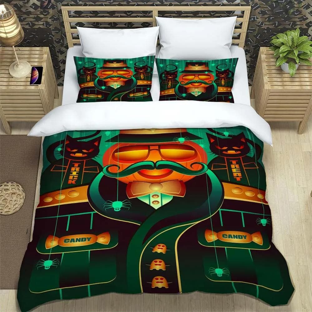 Halloween personalized printed polyester bedding soft and comfortable Complete size Customizable comforter bedding sets EU single(135x200cm)