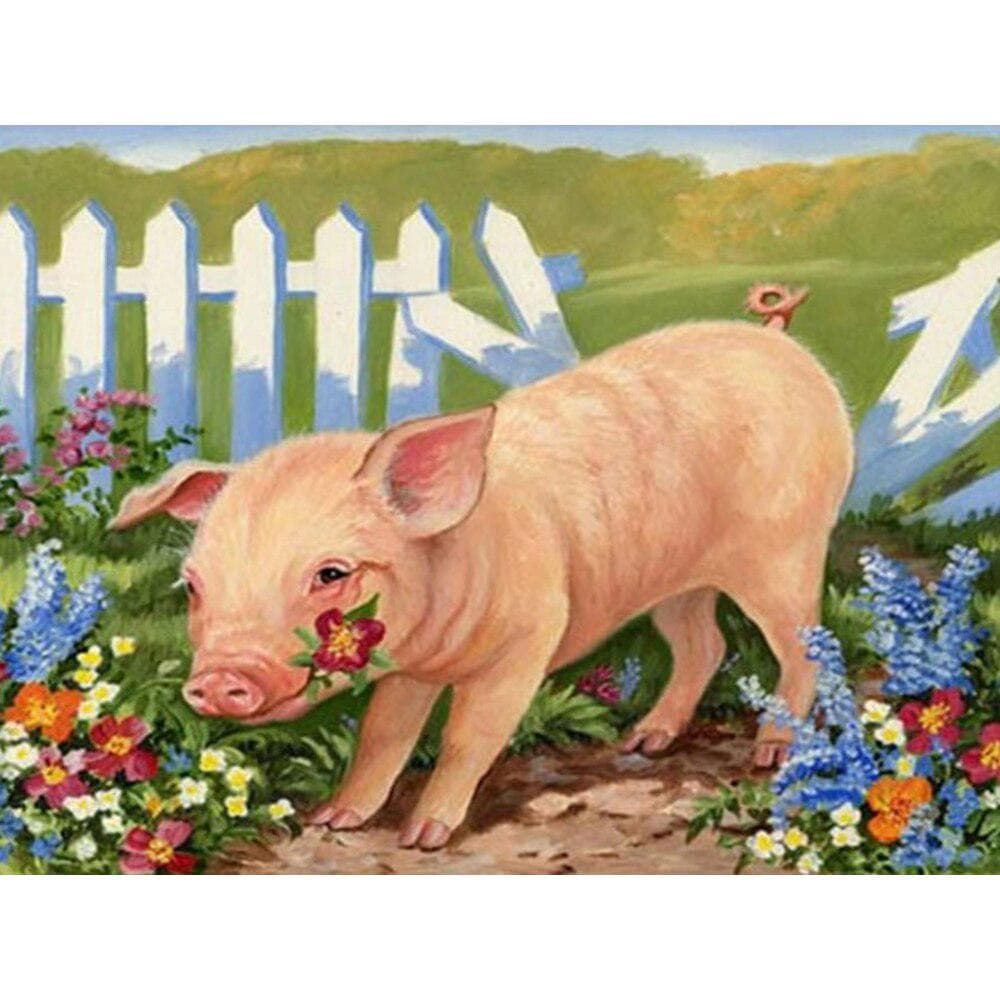 5D Diamond Embroidery Sale Pig Full Round Diamond Painting Animal Rhinestone Cross Stitch 20X30CM