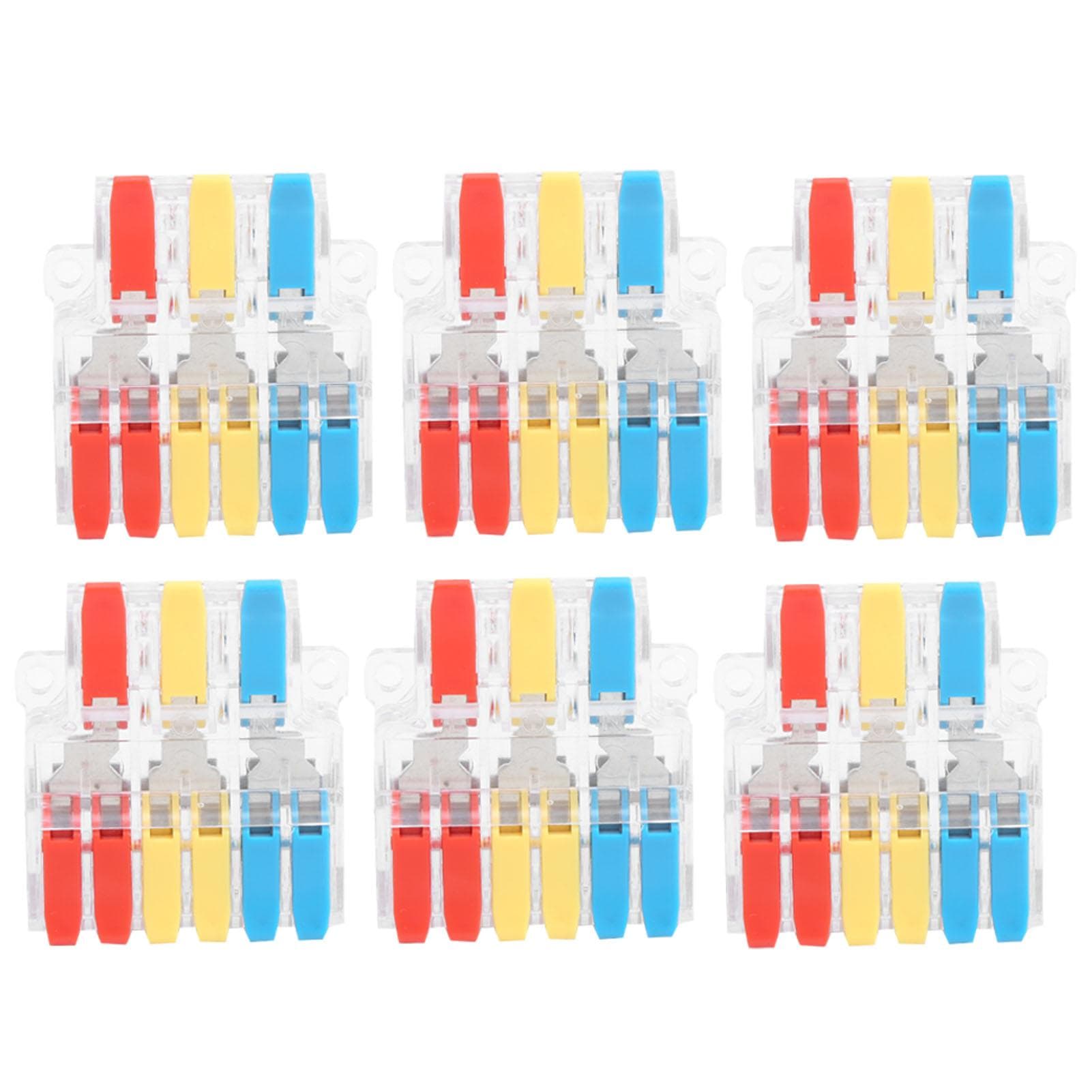 10Pcs Cable Connector Terminal Transparent 3?In 6?Out Wire Block Clamp LT636 0.56.0mm2