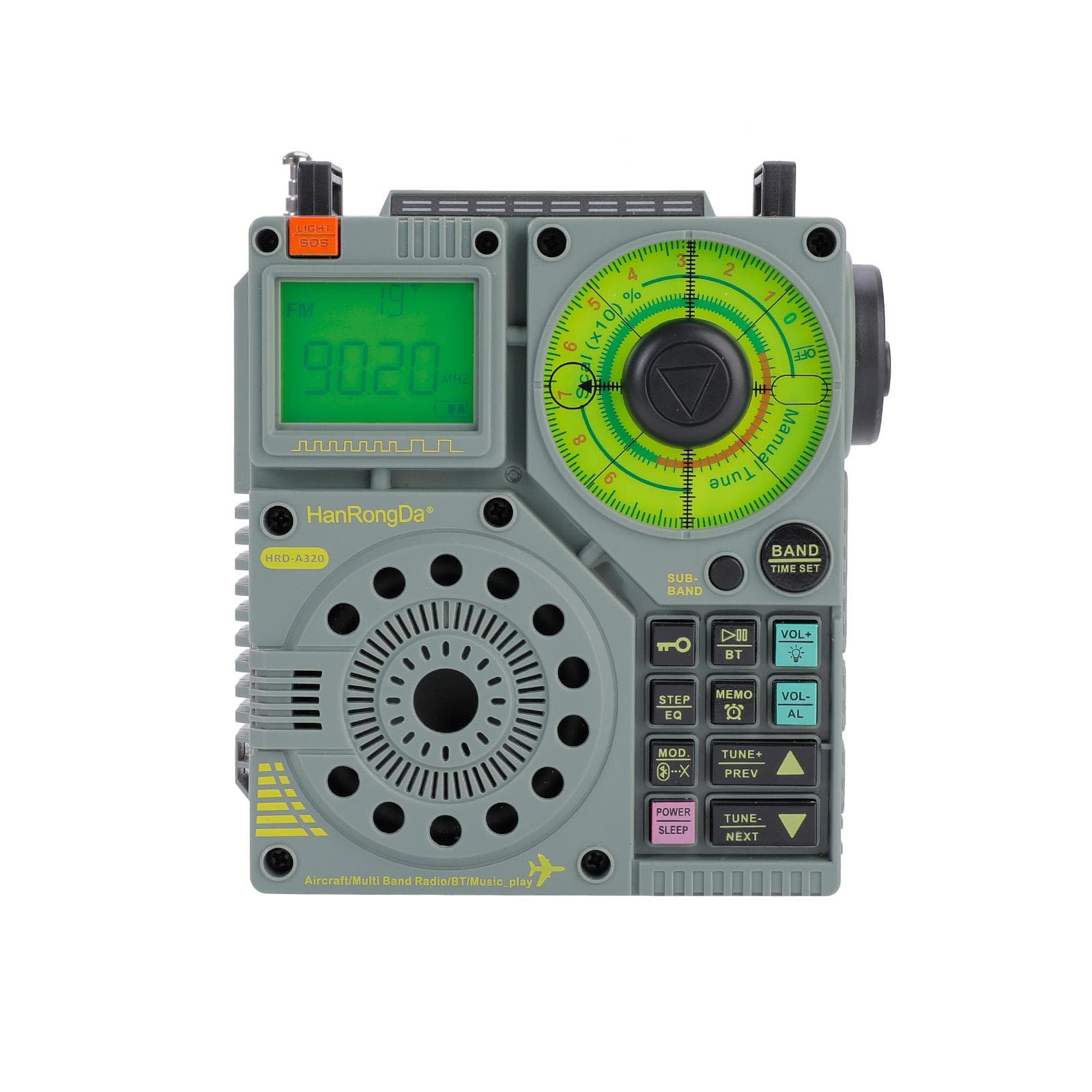High Performance Air Band Radio Portable Outdoor Off-Road Lighting Emergency Radio BT Support TF green