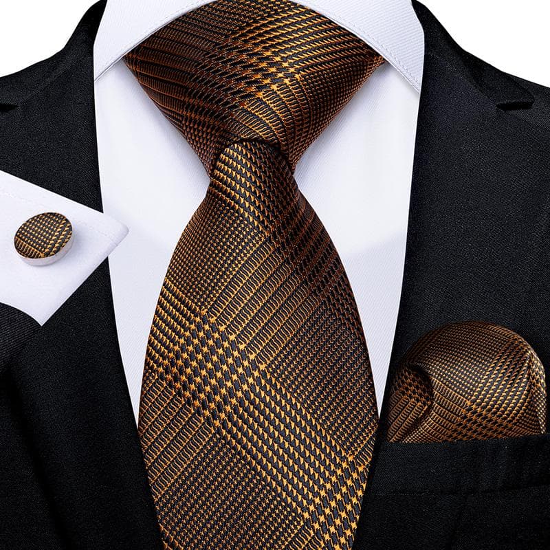 Luxury Mens Necktie Set Business Tie Silk Hanky Cufflinks Set N-7433
