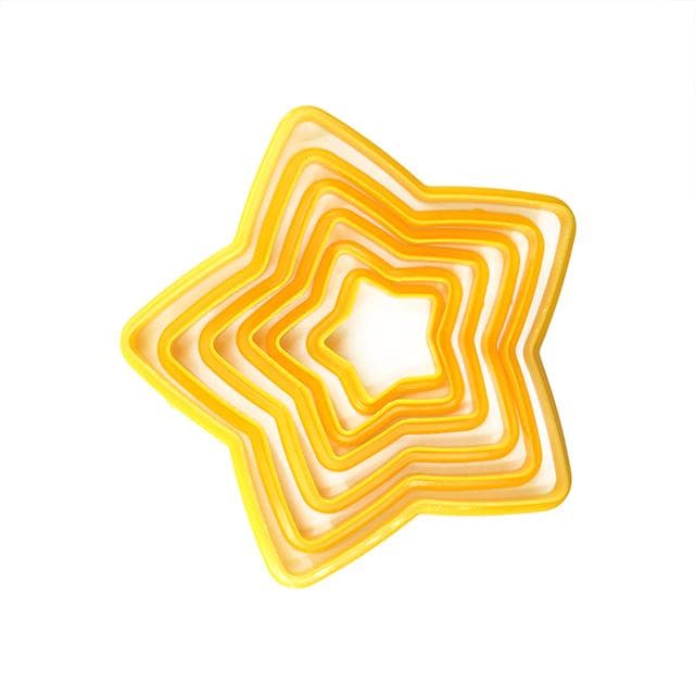 6Pcs/set, Christmas Tree Baking Fondant Biscuit Mold, Flower/Heart/Stars Shape Cookie Cutter Mold, Cake Decorating Baking Moulds