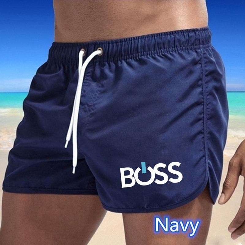 2025 Summer New Men's Quick-Drying Swim Trunks Sports Pants Swimwear Beach Shorts Jogging Shorts Sports Creative letter printing XL navy blue