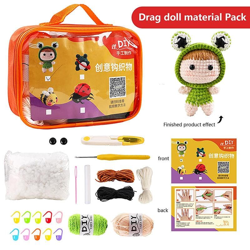 Beginner Crochet Kit with Crochet Hooks Yarn Set DIY Crochet Stuffed Animal Kit doll