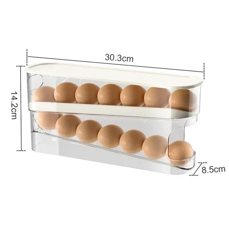 Refrigerator Egg Storage Box Automatic Scrolling Egg Holder Household Large Capacity Kitchen Dedicated Roll Off Egg Storage Rack 30.3x14.2x8.5cm
