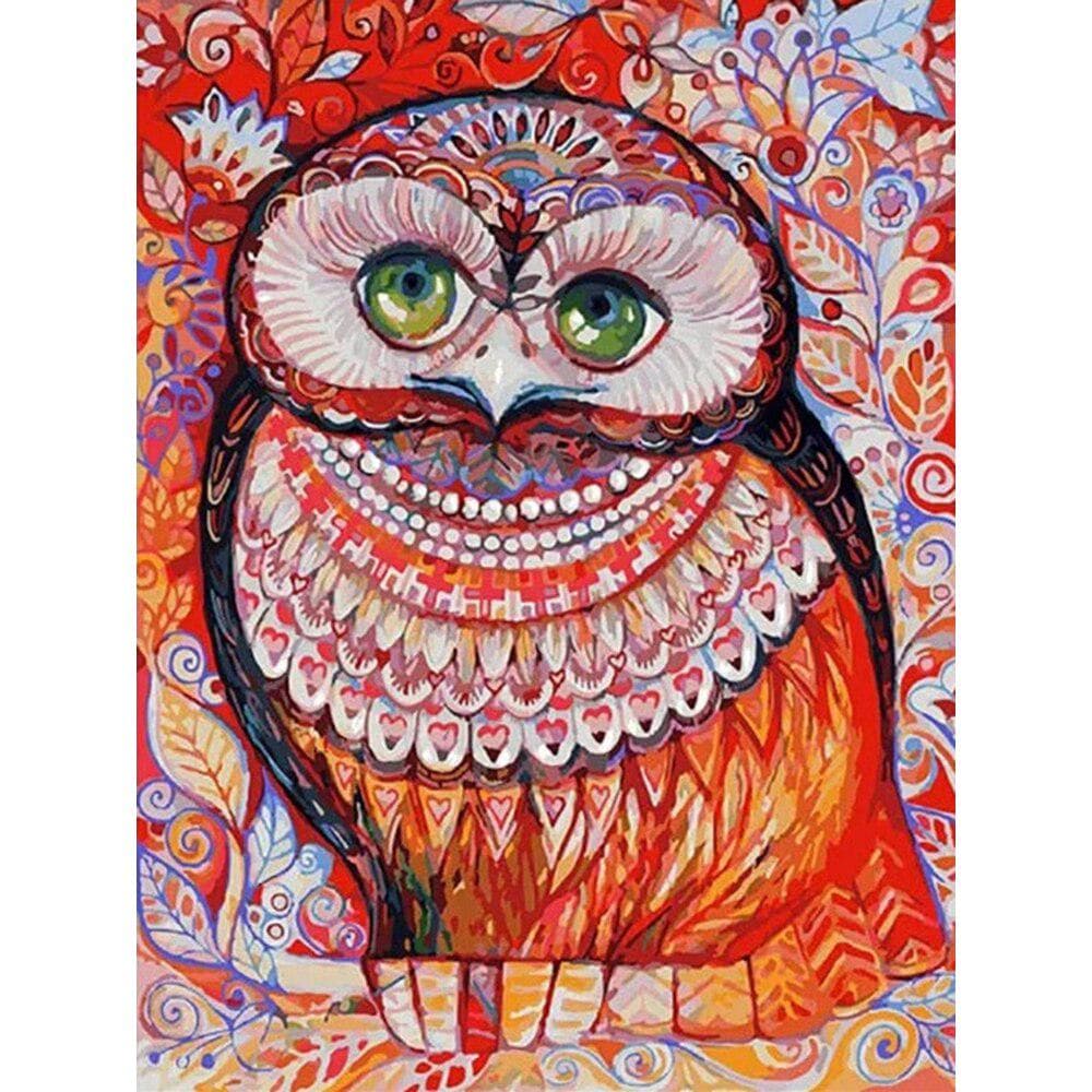 Diamond Painting Full Drill Round Owl Rhinestone Picture Diamond Embroidery Animal Crystal Painting 20X30CM