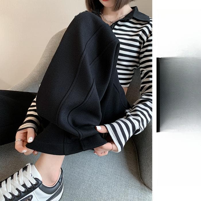 Spring and Autumn New High Waist Loose Straight Banana Pants Casual Wide Leg Pants Women's 2XL black