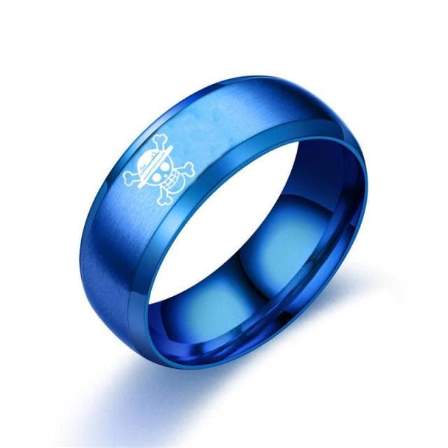 2023 One Piece Ring Anime Stainless Steel Rings For Men Straw Hat Luffy Pirates Men 'S Rings Bague Heren Ghibli Rings 8 blue
