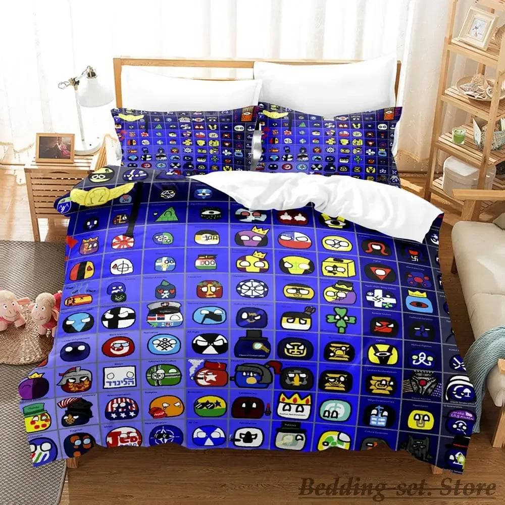 New Countryball Polandballs Bedding Set Single Twin Full Queen King Size Bed Set Aldult Boys Bedroom Duvetcover Sets Anime US King(264x228cm)