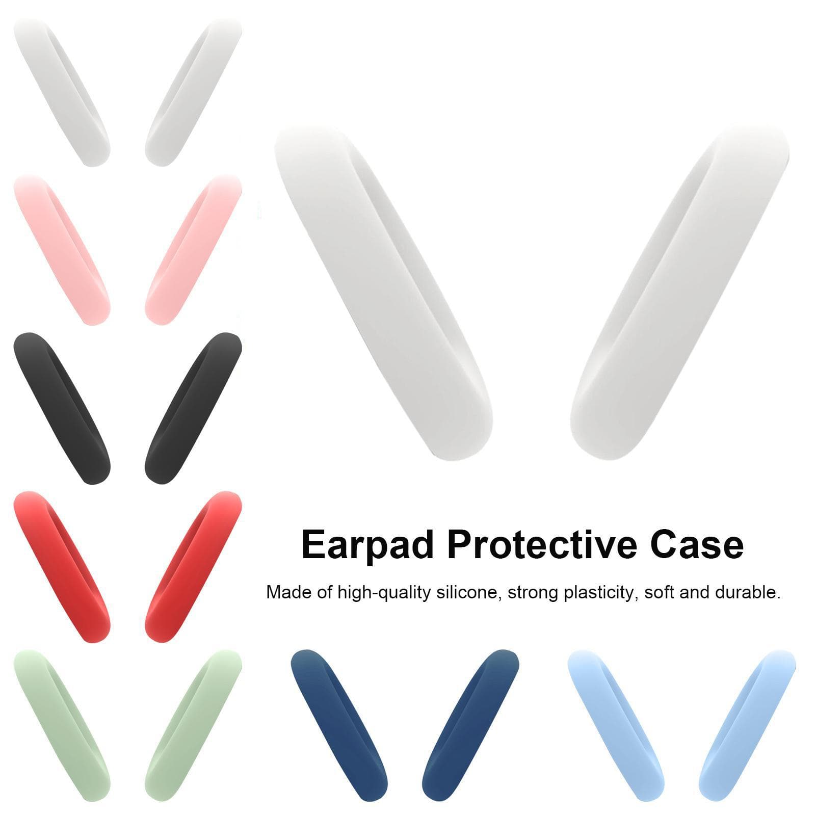 Earpads Compatible for Bluetooth Headset Protective Silicone Replacement Ear Pads white