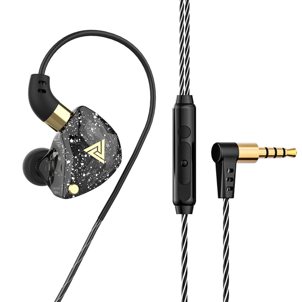 QKZ In-ear Wired Earphones Monitor Headphones HIFI Sound High-elastic Composite Diaphragm with Mic 0 black