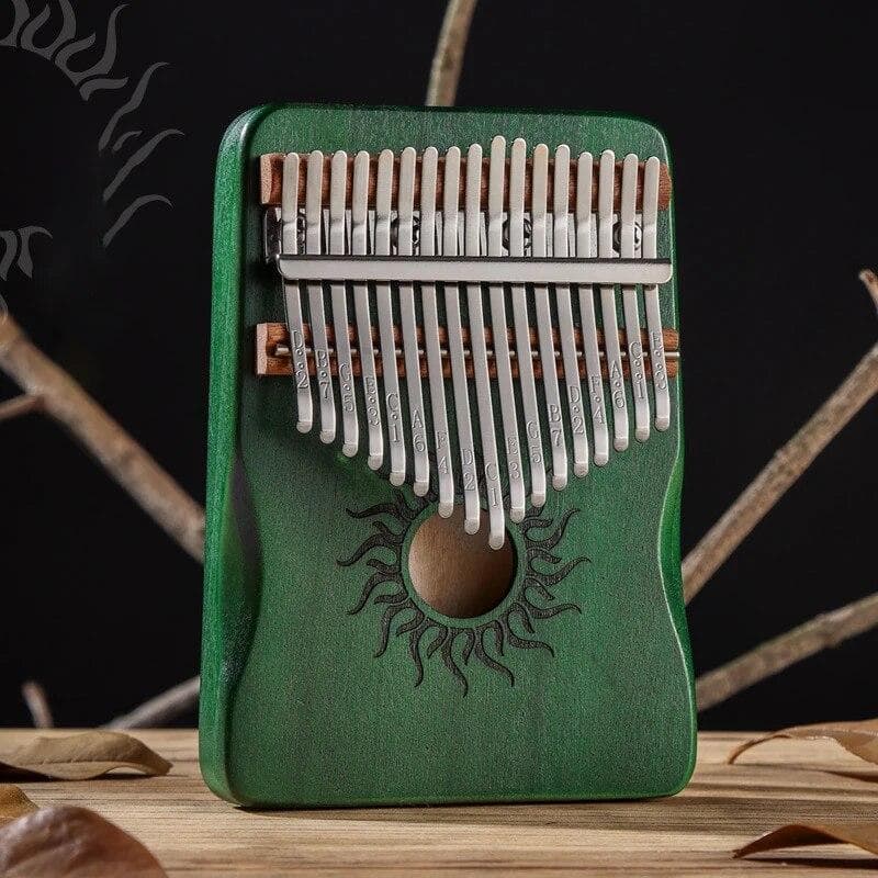 Hluru Kalimba 21 Keys Musical Instrument Full Wood Maple Kalimba 17 Keys with Sound Hole Mbira For Beginner 17 keys green
