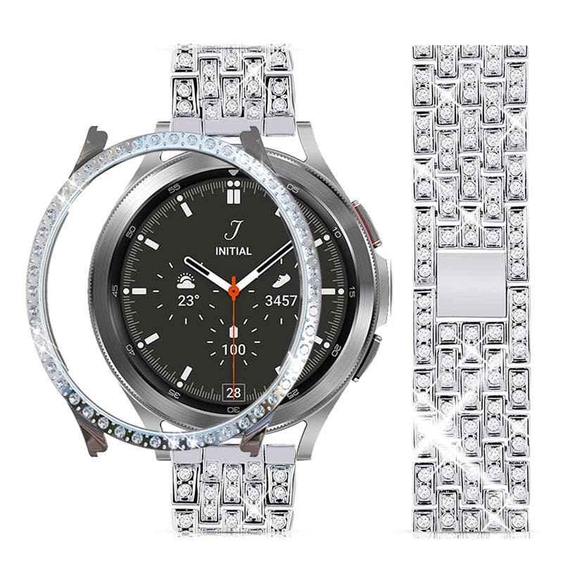 Diamond Strap+Case For Samsung Galaxy Watch 6/5/4 40mm 44mm Bracelet Metal Band Galaxy Watch 6 Classic 43mm 47mm Cover Protector watch 5 case and band Galaxy watch 5 44mm