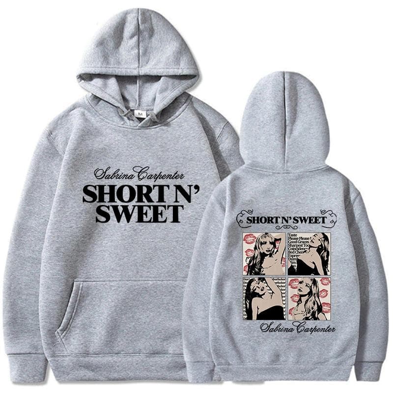 Sabrina Carpenter Short N Sweet Hoodie Men Streetwear Aesthetic Casual Hoodies Unisex Autumn Winter Harajuku Hooded Sweatshirts L gray