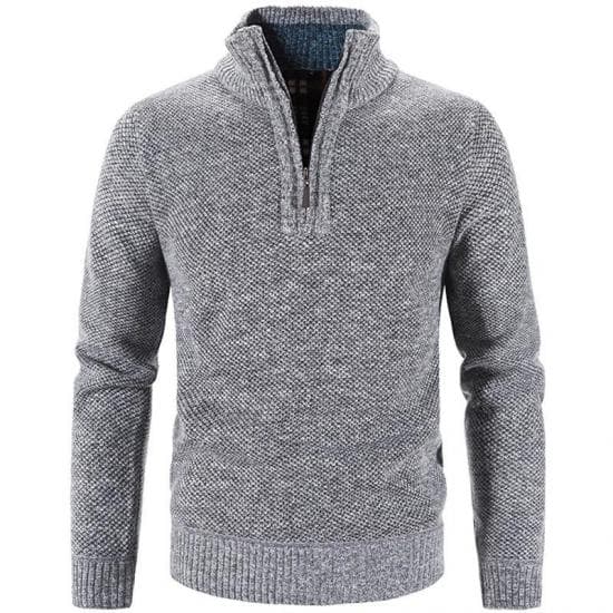 2024 Winter Men's Fleece Thicker Sweater Half Zipper Turtleneck Warm Pullover Quality Male Slim Knitted Wool Sweaters 3Xl L light grey