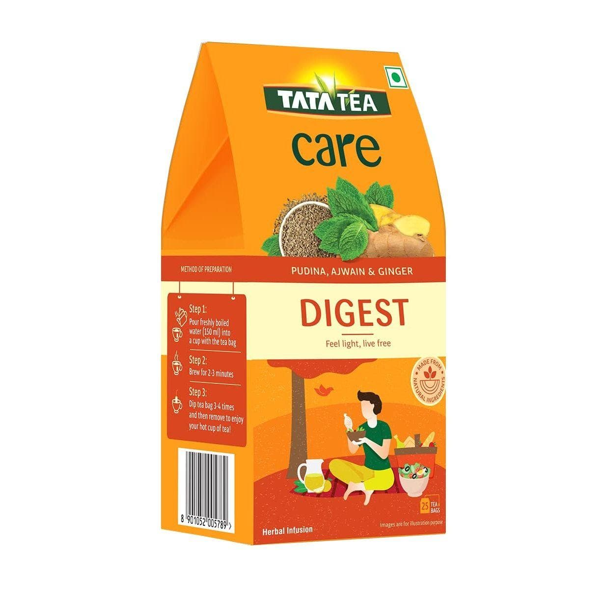 Green tea with Mint, Azhgon and Ginger (25 pack), Green Tea with Pudina, Ajwain & Ginger, Tata Tea