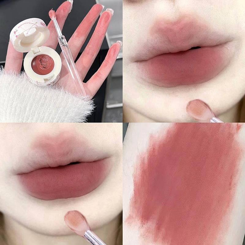 Mousse Lip Mud Velvet Mist Lip Glaze Waterproof Lasting Matte Lipstick Milk Orange Lips Tint With Lip Brush Dupe Korean Makeup