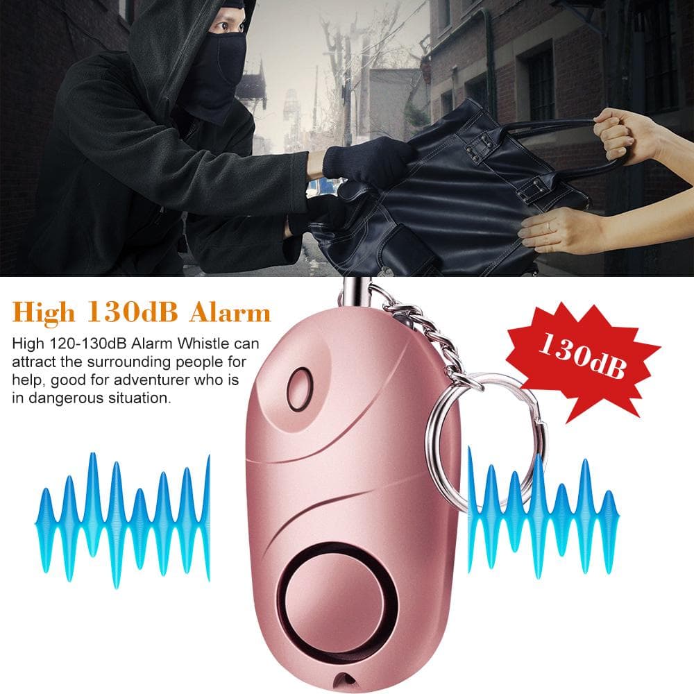 Loud Personal Panic Rape Attack Safety Security Alarm Keyring Flashlight pink