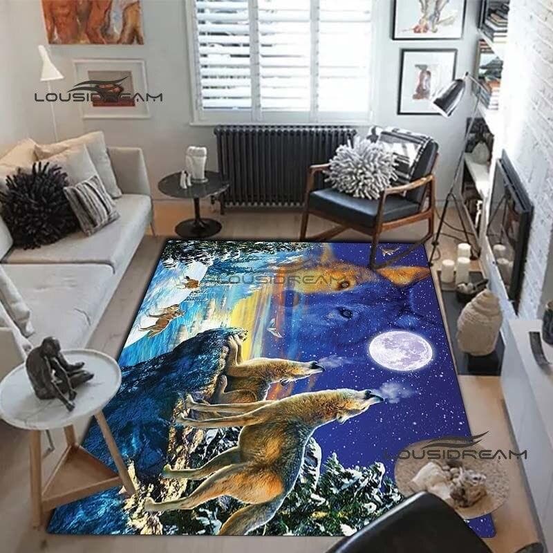 Wolf art Carpets and Rug 3D printing animal Carpet Floor Mat Living Room Bedroom Large Area Soft Carpet Kids Room Rug 160cm x 230cm