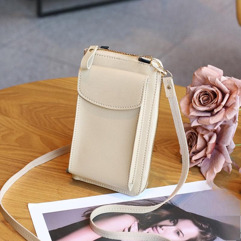 Mini Mobile Phone Bag, Women's Simple and Fashionable Vertical Single-shoulder Crossbody Coin Purse khaki