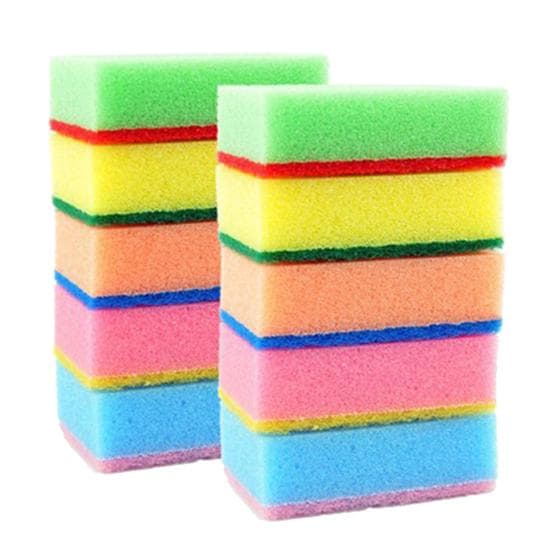 10Pcs Sponge Brush Dish Cloth Wash Cleaning Towel Kitchen Oil Dirt Remover 10cm*7cm*3cm