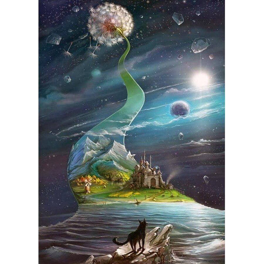Diamond Painting Illusion Planetary Dandelion Cross Stitch Diamond Embroidery Home Decor Rhinestone 20X30CM
