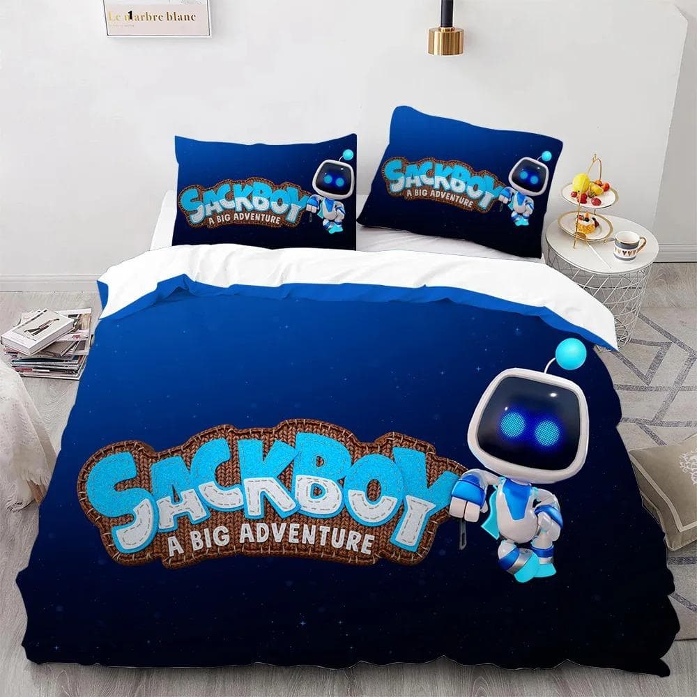 Astro Bot Cute Cartoon Bedding Set Duvet Set Single Double Bed King Size Bed Set Adult boys Bedroom Duvet Cover Pillow Case 135X200cm-2pcs