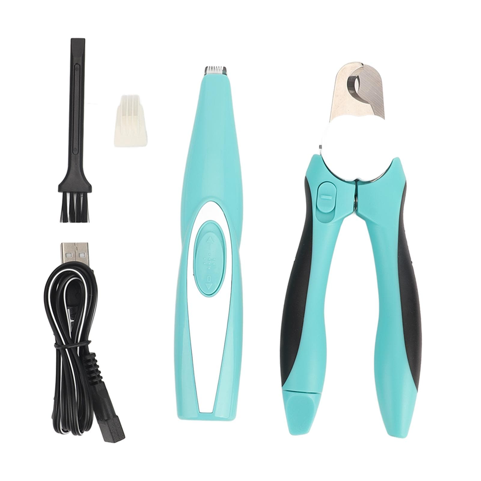 Pet Nail Clipper Kit Stainless Steel Rechargeable Electric Dog Paw Fur Trimmer with LED Light for