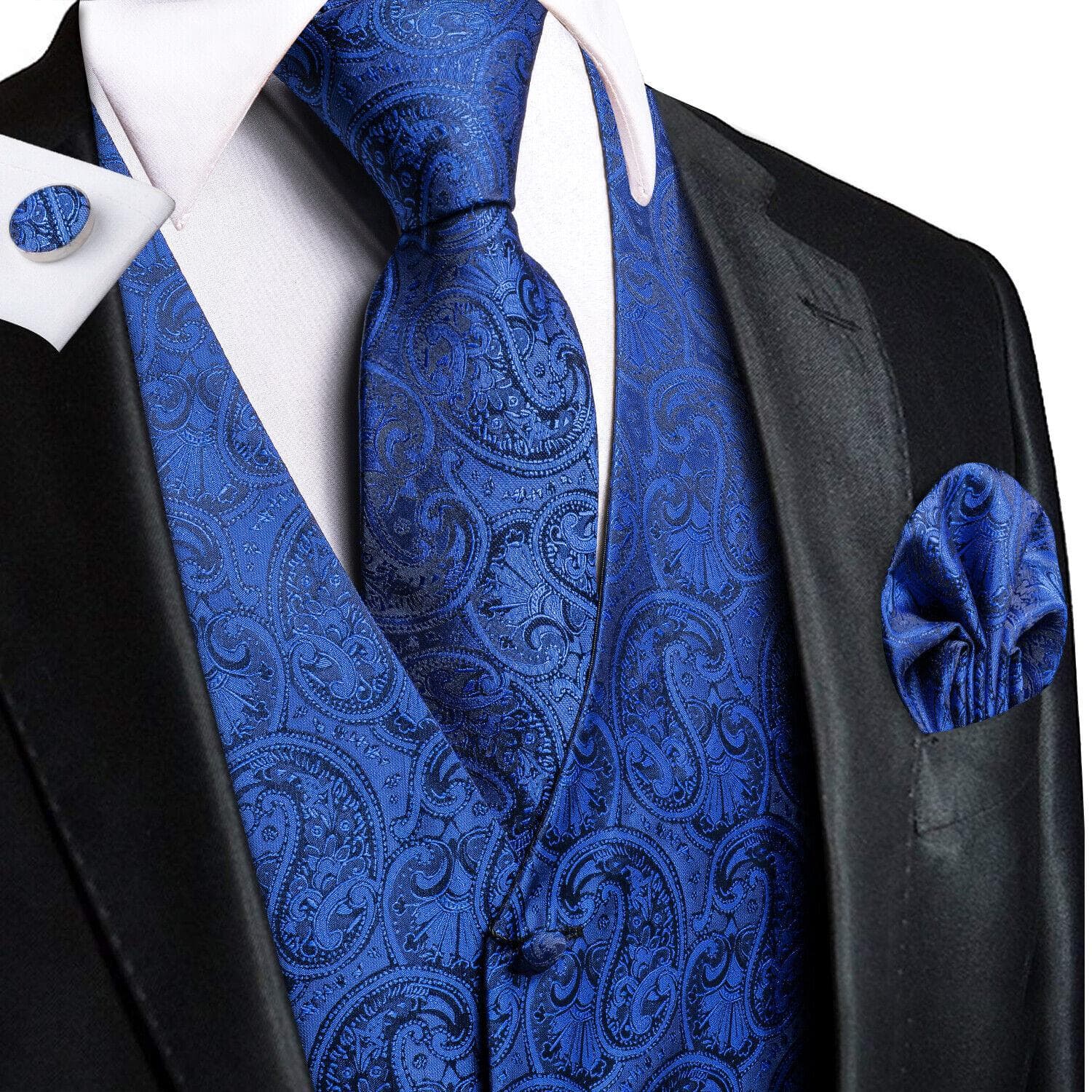 50 Colors Mens Vest Sleeveless V-Neck Pockets Waistcoat Tie Set Wedding Casual S