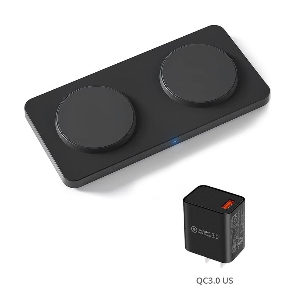 30w Dual Magnetic 2 In 1 Stand Wireless Charger For Iphone/samsung/huawei Mobile Phone For Apple Airpods/earbuds Chargers add US plug black