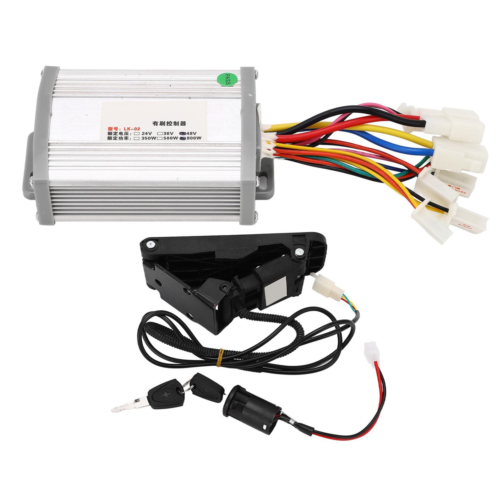 48V 800W Speed Motor Controller and Throttle Pedal with Lock Keys for Electric Bike Scooter