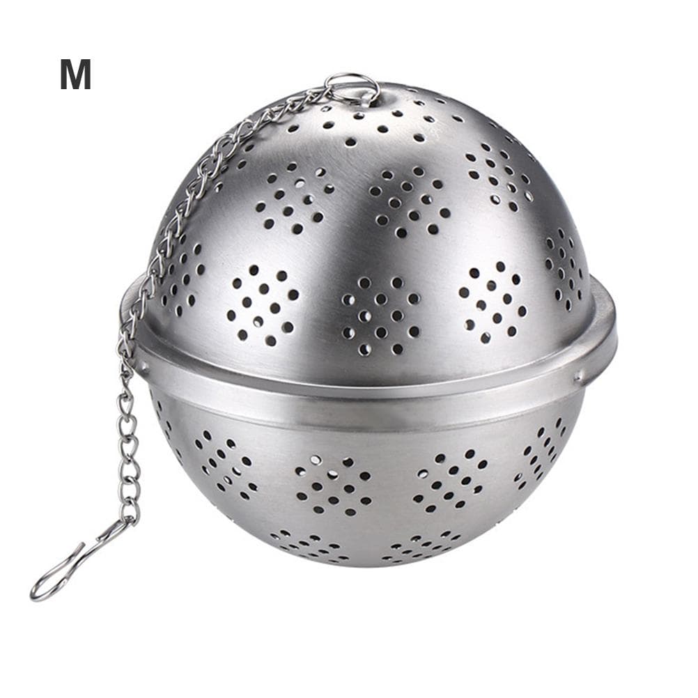 Stainless Steel Ball Tea Infuser Mesh Tea Filter Strainer with Hook for Loose Leaf Tea and silver
