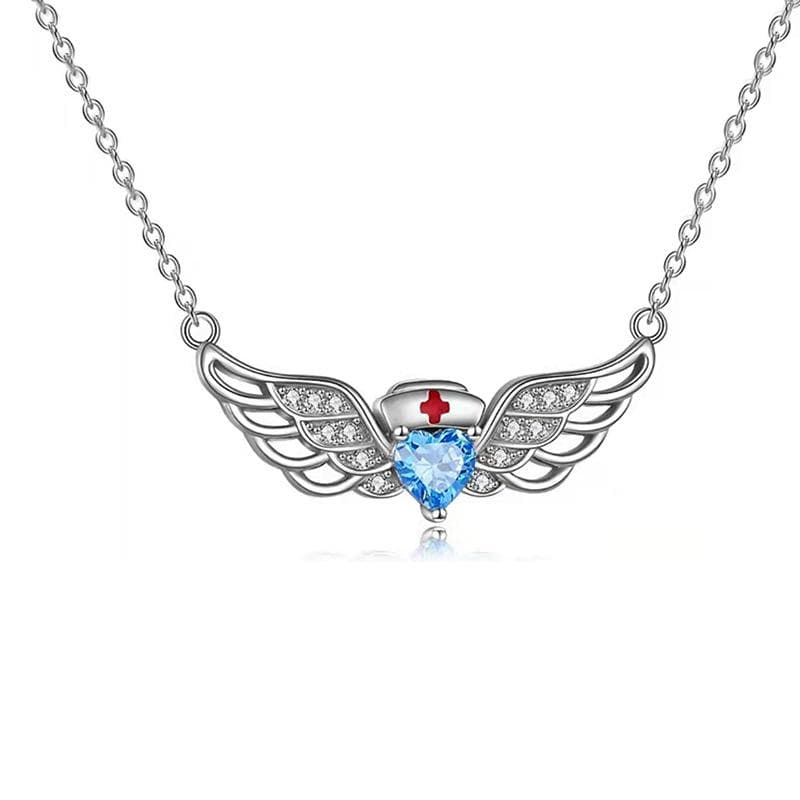 RUI RUI YU Vintage Gothic Heart Crown Angel Wings Pendant Necklaces for Women Fashion Exquisite Love Shape Clavicle Chain Choker Jewelry