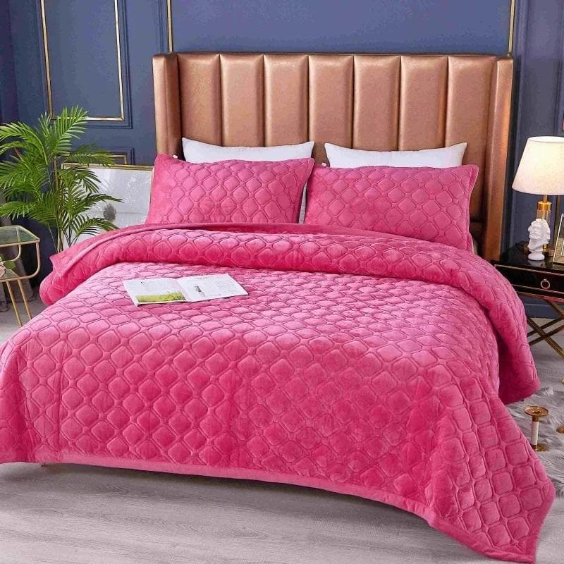 Thickened Bedspread Solid Colour Crystal Velvet Bed Cover Cotton-Padded Quilted Non Slip Sheet Blanket Children Queen Bedding 150x200cm 1pc