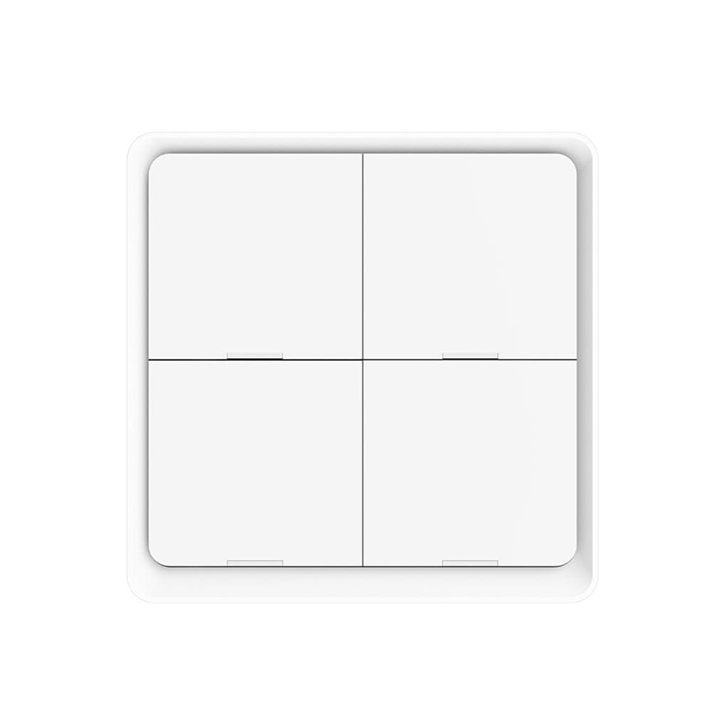 Wireless Scene Switch Push Button Smart Switch Wall Panel Battery Powered Tuya/ Smart Life APP 4 Gang white