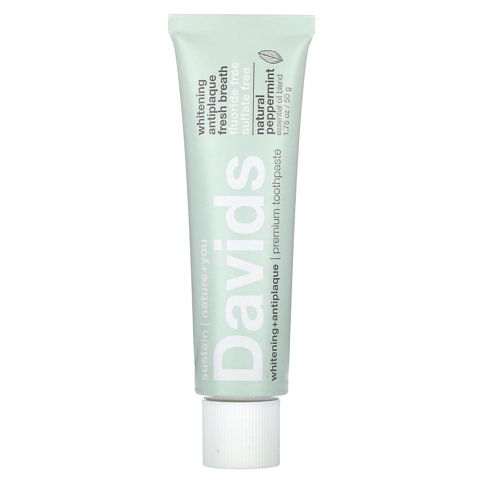 Davids, Premium Toothpaste, Whitening + Tartar Removal, Natural Peppermint, 1.75 oz (50 g)