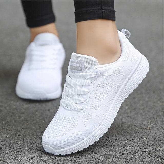 Women Breathable Sneakers Running Shoes Fitness Sportswear Casual Shoes 40 white